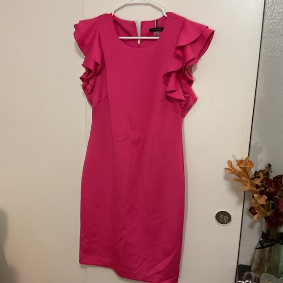 Tommy Hilfiger Vibrant Pink Ruffle Mini Dress - Picture 1 of 3